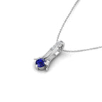 Blue Sapphire 925 Silver Halo Pendant Necklace - View 5
