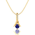 Blue Sparkling Halo Gold Plated Pendant Necklace - View 1