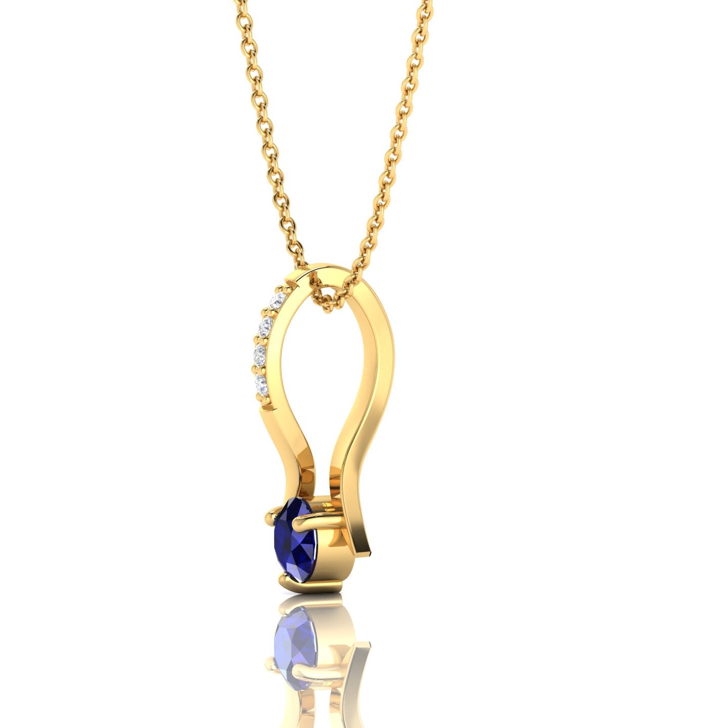 Blue Sparkling Halo Gold Plated Pendant Necklace - View 3