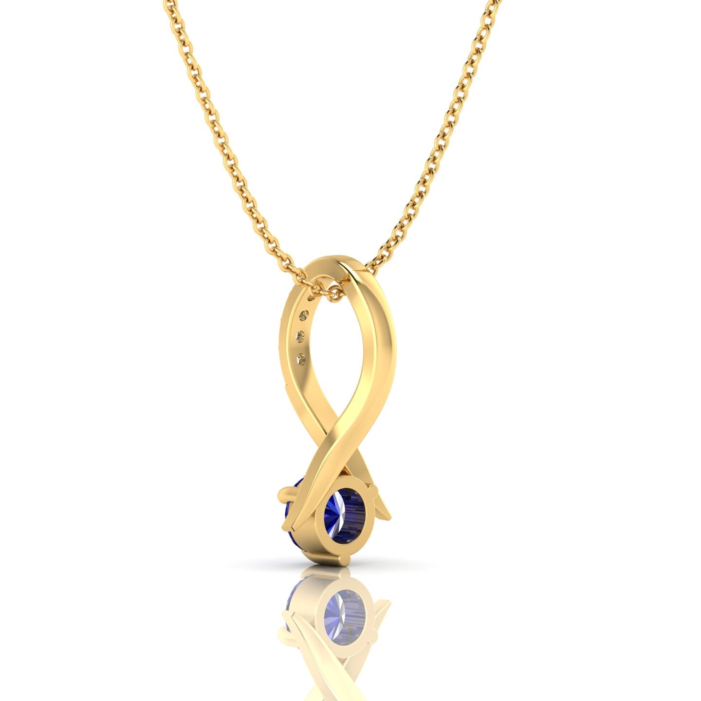 Blue Sparkling Halo Gold Plated Pendant Necklace - View 4