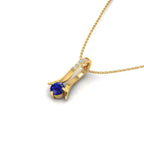 Blue Sparkling Halo Gold Plated Pendant Necklace - View 5
