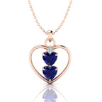 Rose Gold Plated 2 Blue Heart Pendant Necklace - View 1