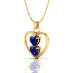 Blue 2 Solo Heart Gold Plated Pendant Necklace - View 2