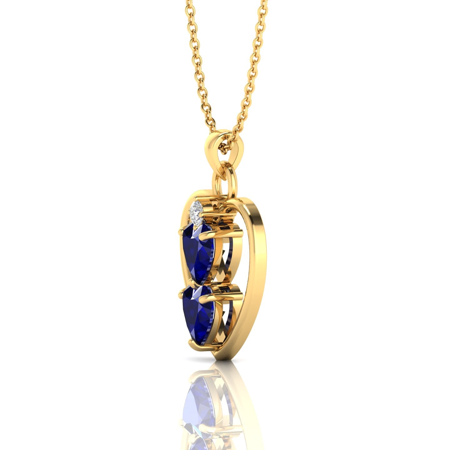 Blue 2 Solo Heart Gold Plated Pendant Necklace - View 3