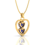 Blue 2 Solo Heart Gold Plated Pendant Necklace - View 5