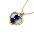 Blue 2 Solo Heart Gold Plated Pendant Necklace - View 6