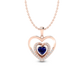 Rose Gold Plated Blue Sapphire Heart Pendant