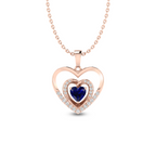 Rose Gold Plated Blue Sapphire Heart Pendant - View 3
