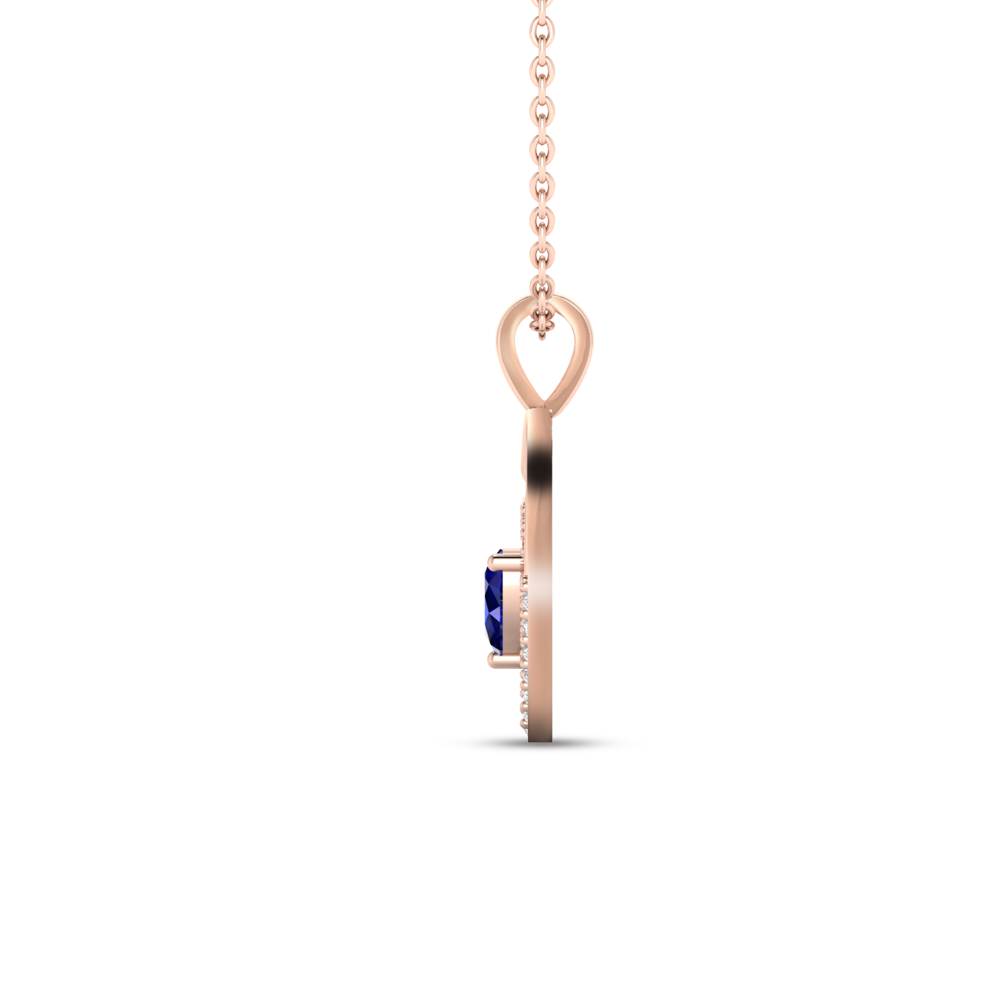 Rose Gold Plated Blue Sapphire Heart Pendant - View 5