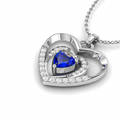 Silver Heart Bonding Blue Sapphire Pendant - View 1