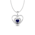 Silver Heart Bonding Blue Sapphire Pendant