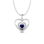 Silver Heart Bonding Blue Sapphire Pendant - View 3