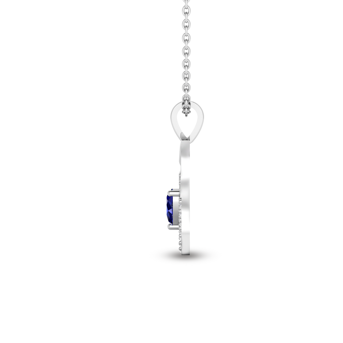 Silver Heart Bonding Blue Sapphire Pendant - View 5