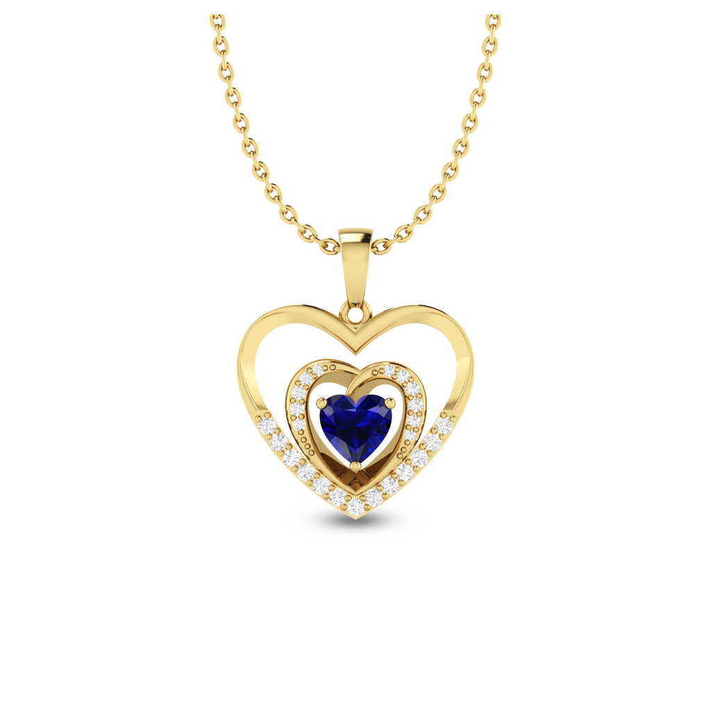 Blue Heart Bonding Gold Plated Pendant - View 1