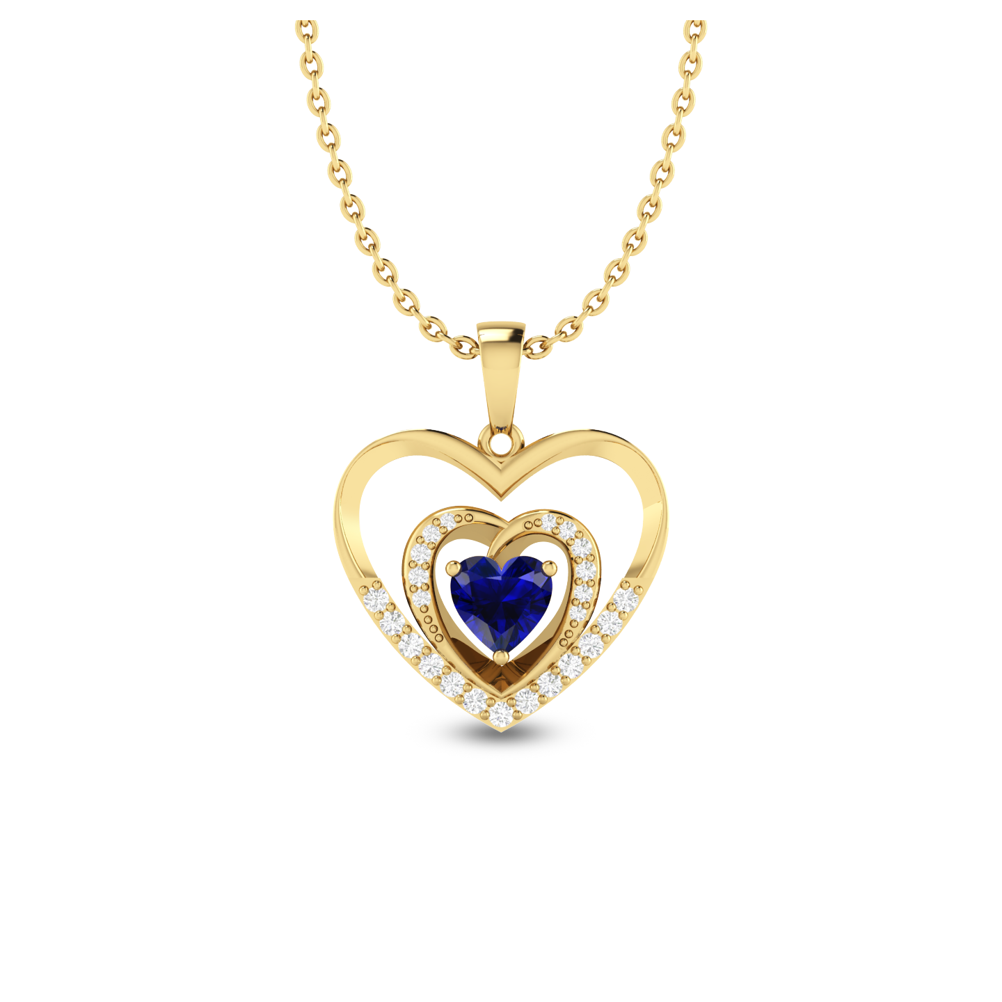Blue Heart Bonding Gold Plated Pendant - View 1