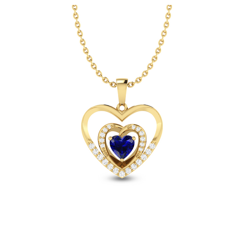 Blue Heart Bonding Gold Plated Pendant - View 1