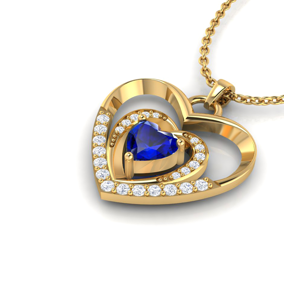 Blue Heart Bonding Gold Plated Pendant - View 2