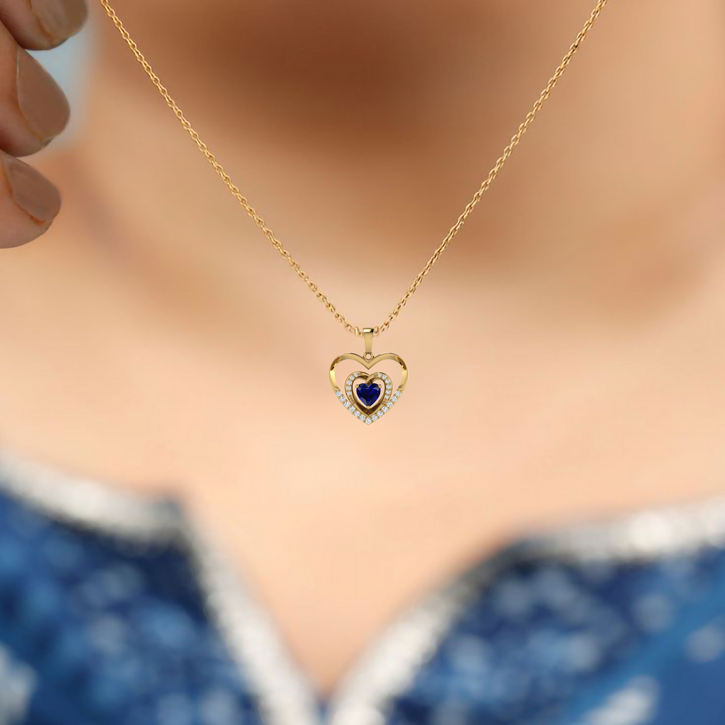 Blue Heart Bonding Gold Plated Pendant - View 3