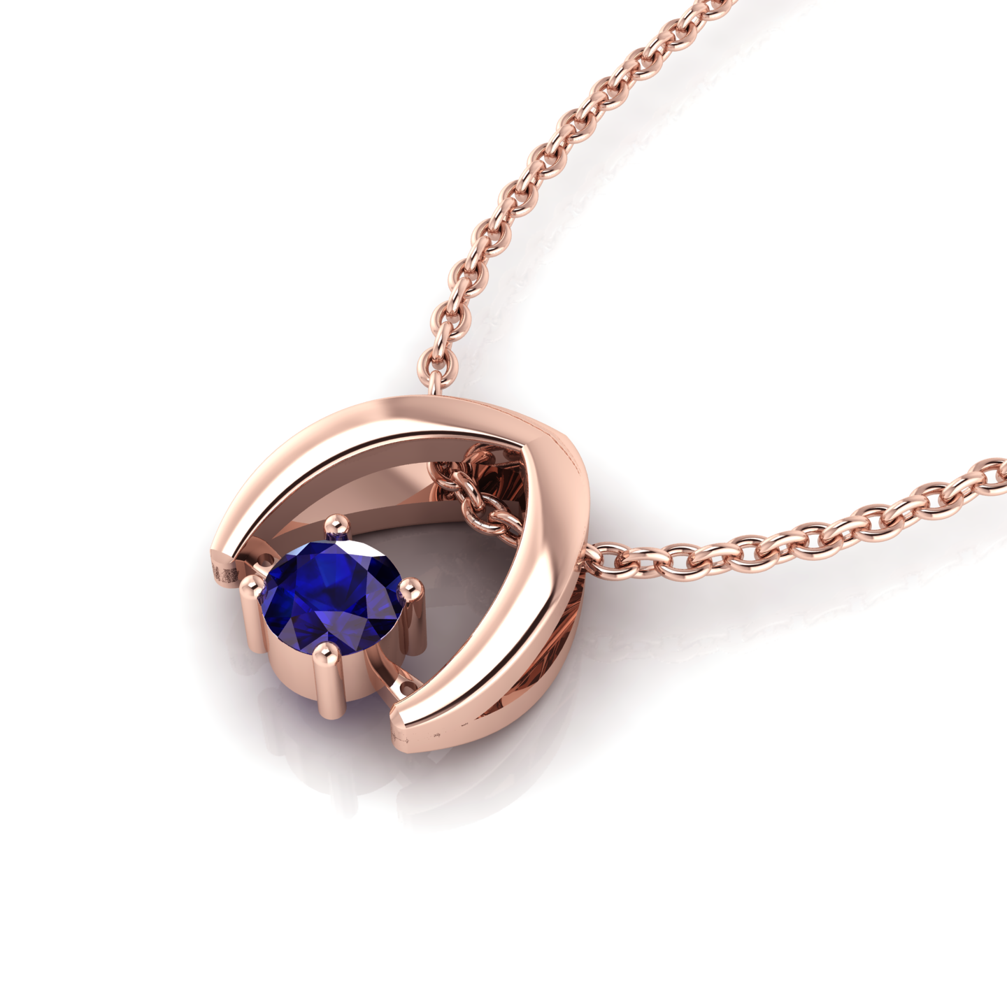 Blue Sapphire Rose Gold Plated Pendant - View 1