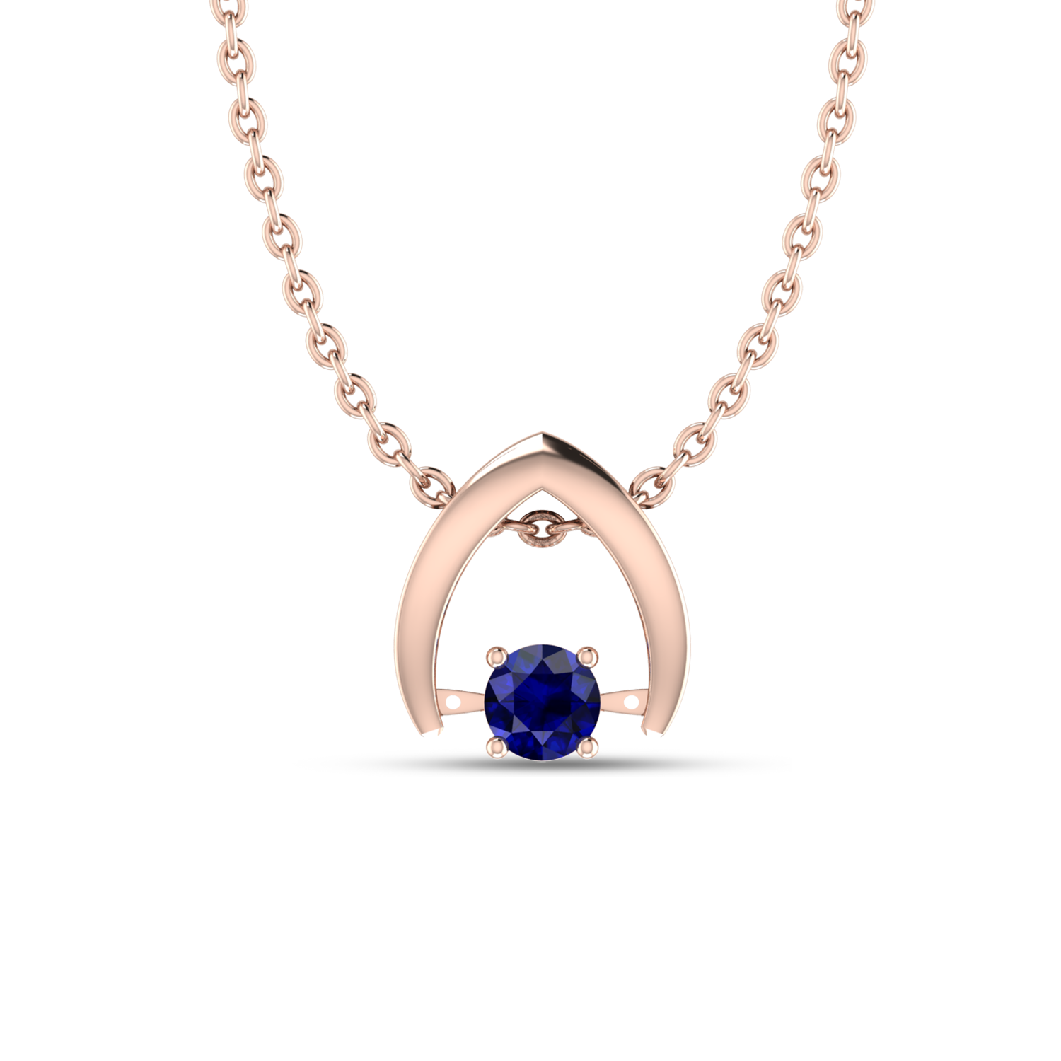 Blue Sapphire Rose Gold Plated Pendant - View 3