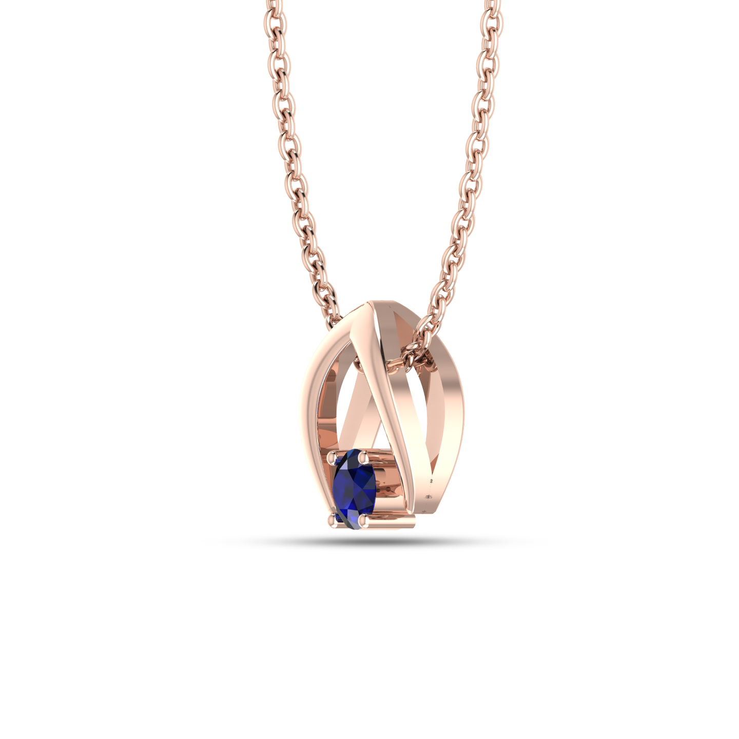 Blue Sapphire Rose Gold Plated Pendant - View 4