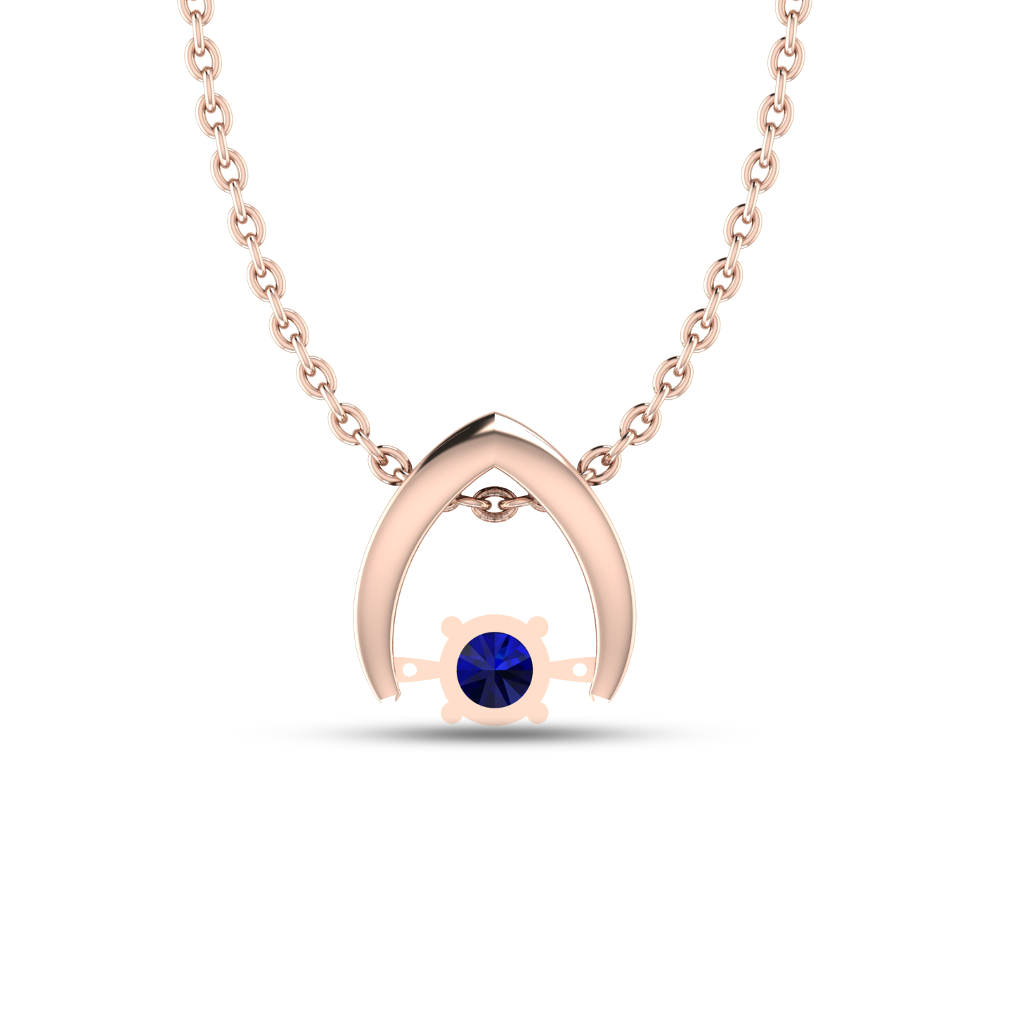 Blue Sapphire Rose Gold Plated Pendant - View 5