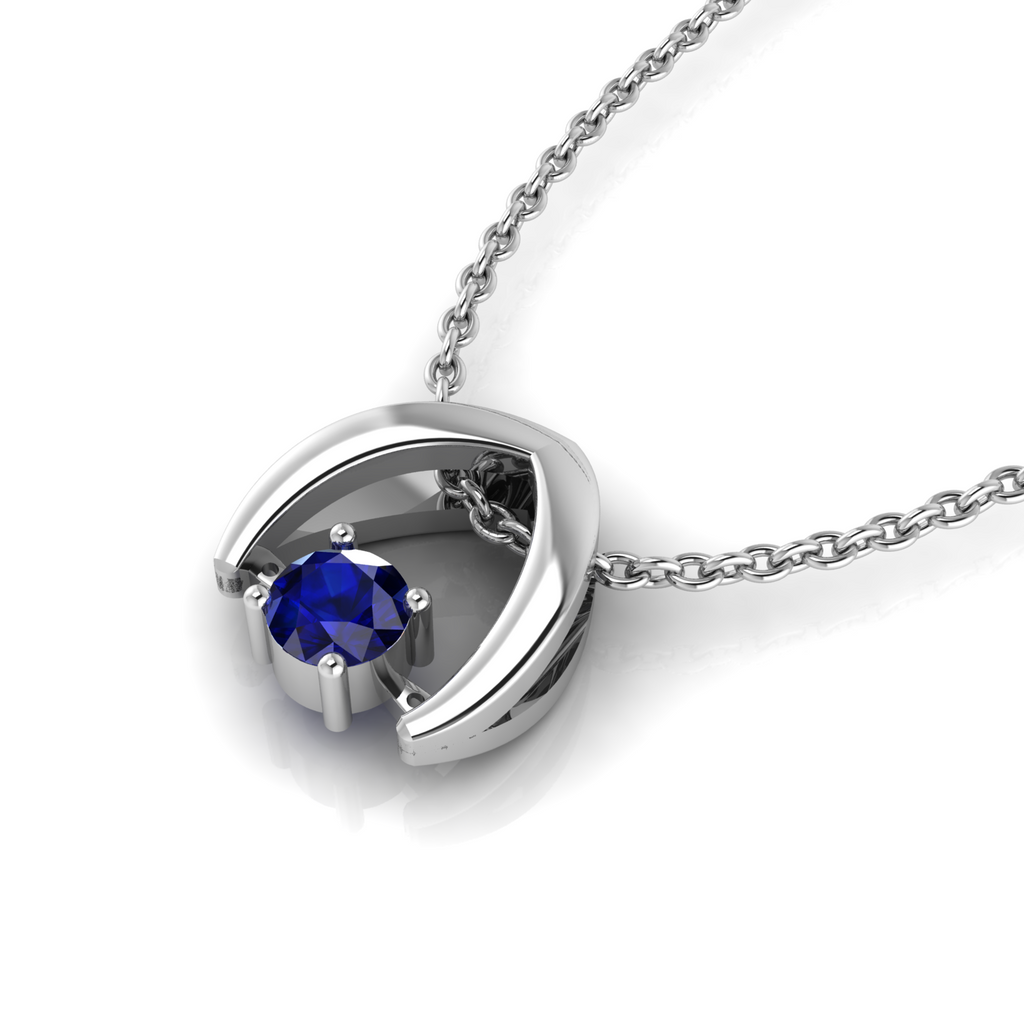 925 Silver Sparkling Round Blue Pendant - View 1