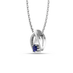 925 Silver Sparkling Round Blue Pendant - View 4
