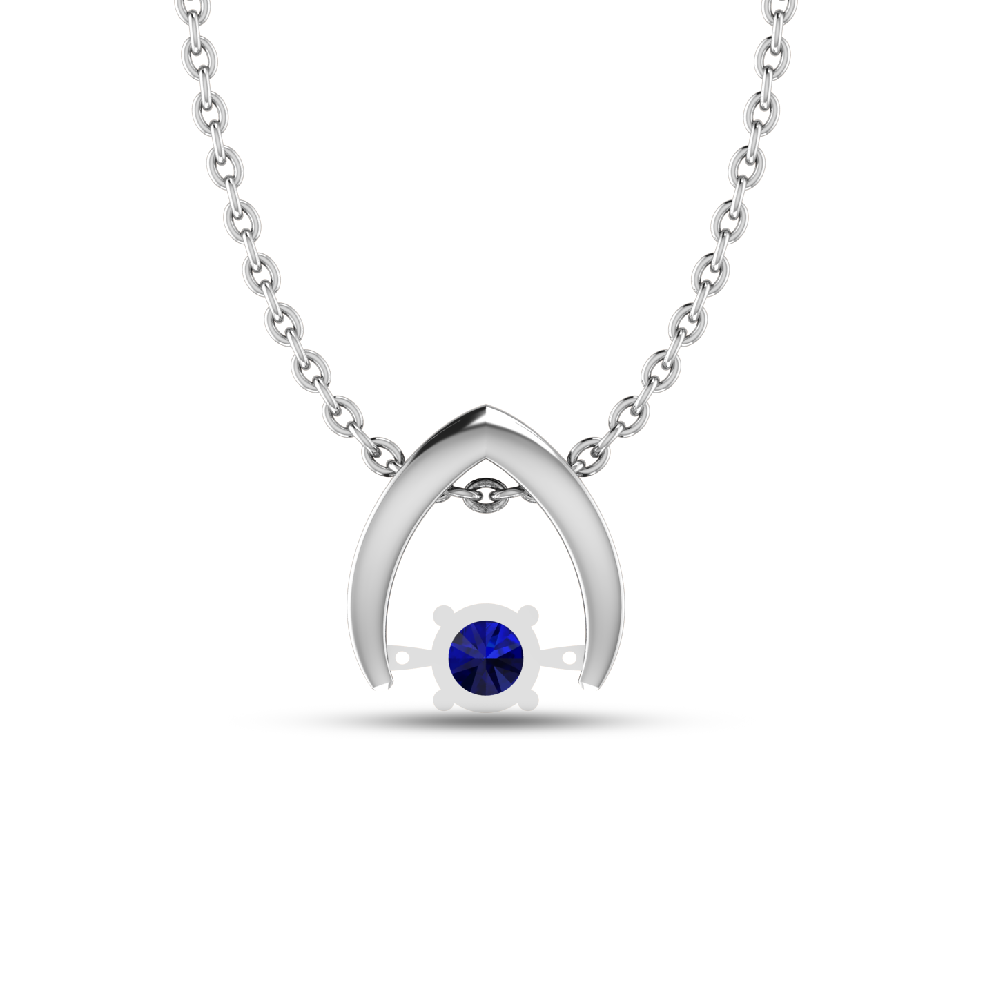 925 Silver Sparkling Round Blue Pendant - View 5