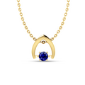 Sparkling Round Blue Sapphire Wishbone Pendant