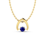 Sparkling Round Blue Sapphire Wishbone Pendant - View 1