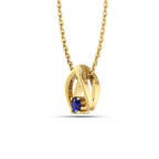 Sparkling Round Blue Sapphire Wishbone Pendant - View 4