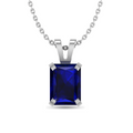 Emerald Cut Blue Sapphire Gold Plated Solitaire Pendant