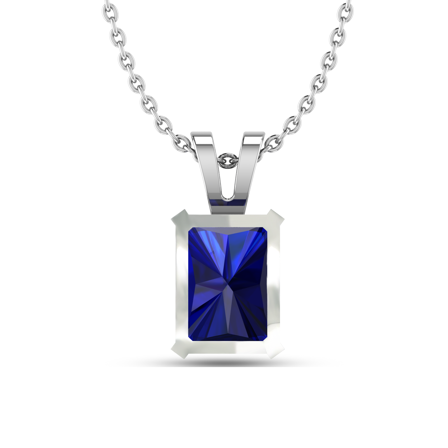 Emerald Cut Blue Sapphire Gold Plated Solitaire Pendant - View 5