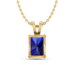 Emerald Cut Blue Sapphire Gold Plated Solitaire Pendant - View 5