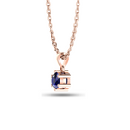 Rose Gold PLated Round Blue Sapphire Classic Solitaire Pendant - View 4