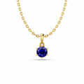 Solitaire Classic Round Blue Sapphire Gold Plated Pendant