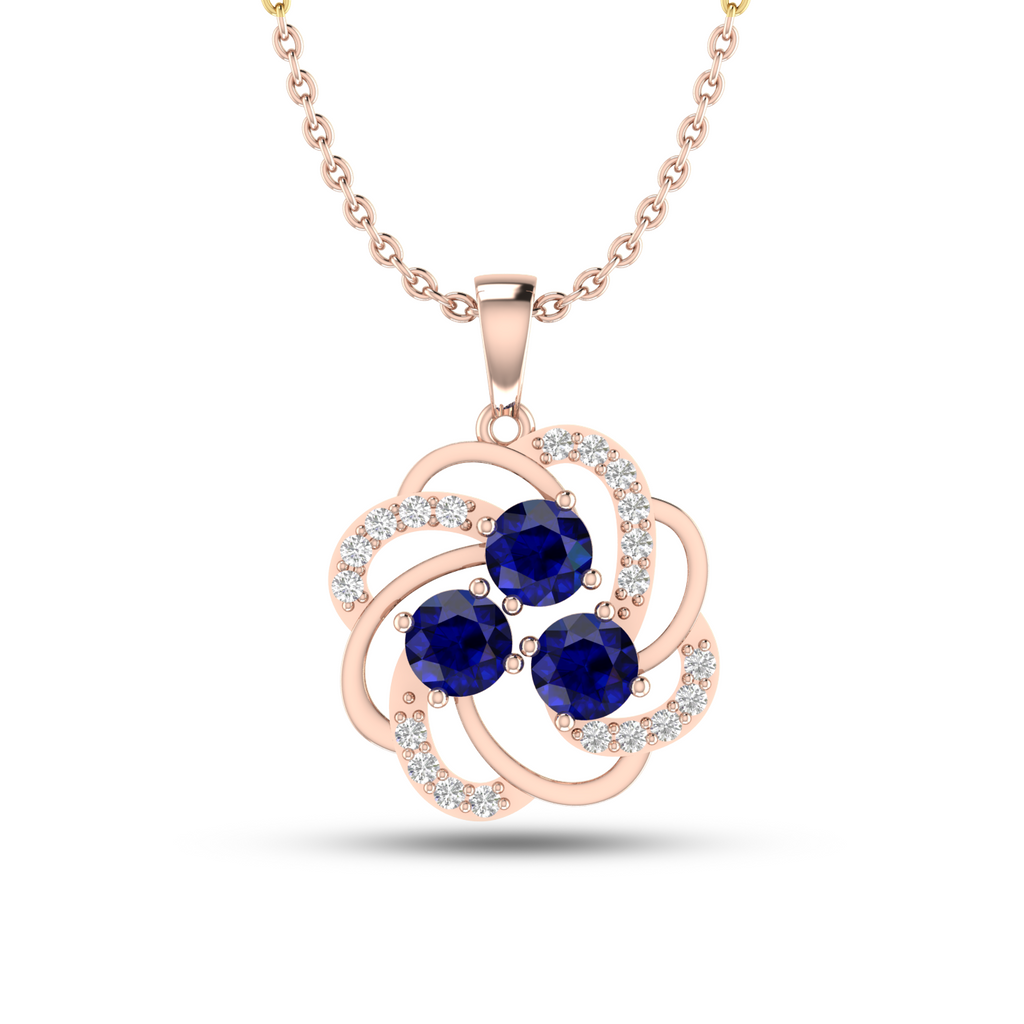 Rose Gold Plated Blue Sparkling Galaxy Necklace - View 1