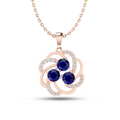 Rose Gold Plated Blue Sparkling Galaxy Necklace - View 1