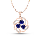 Rose Gold Plated Blue Sparkling Galaxy Necklace - View 1
