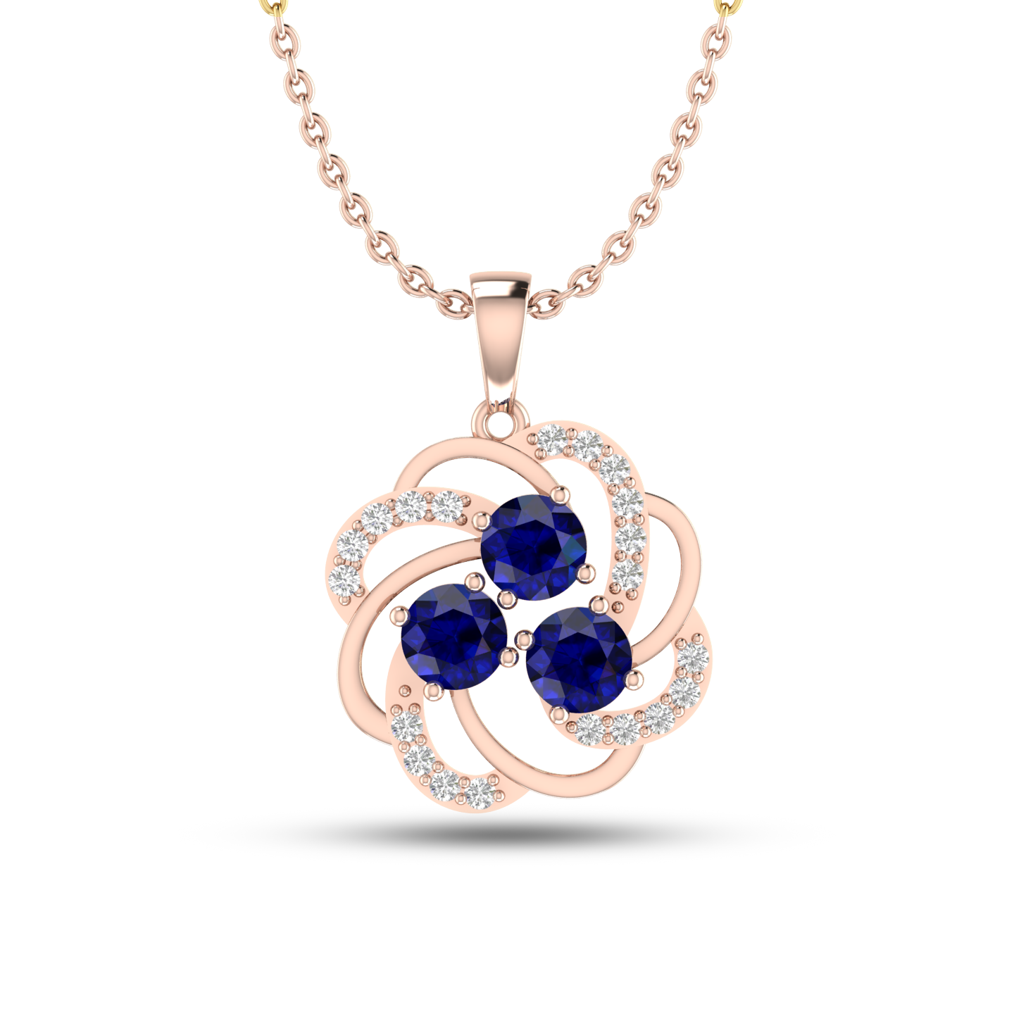Rose Gold Plated Blue Sparkling Galaxy Necklace - View 1