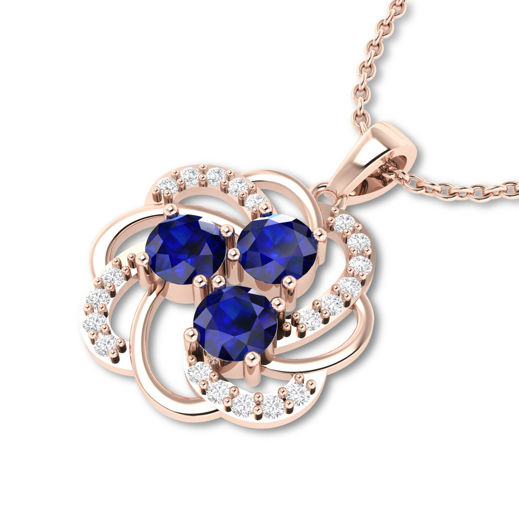 Rose Gold Plated Blue Sparkling Galaxy Necklace - View 2