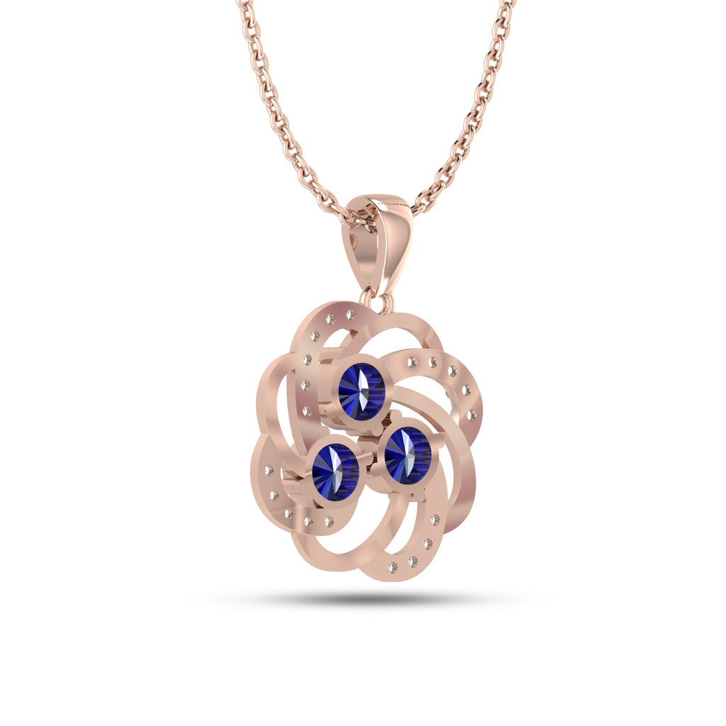 Rose Gold Plated Blue Sparkling Galaxy Necklace - View 5