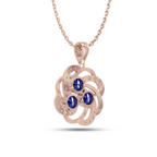 Rose Gold Plated Blue Sparkling Galaxy Necklace - View 5