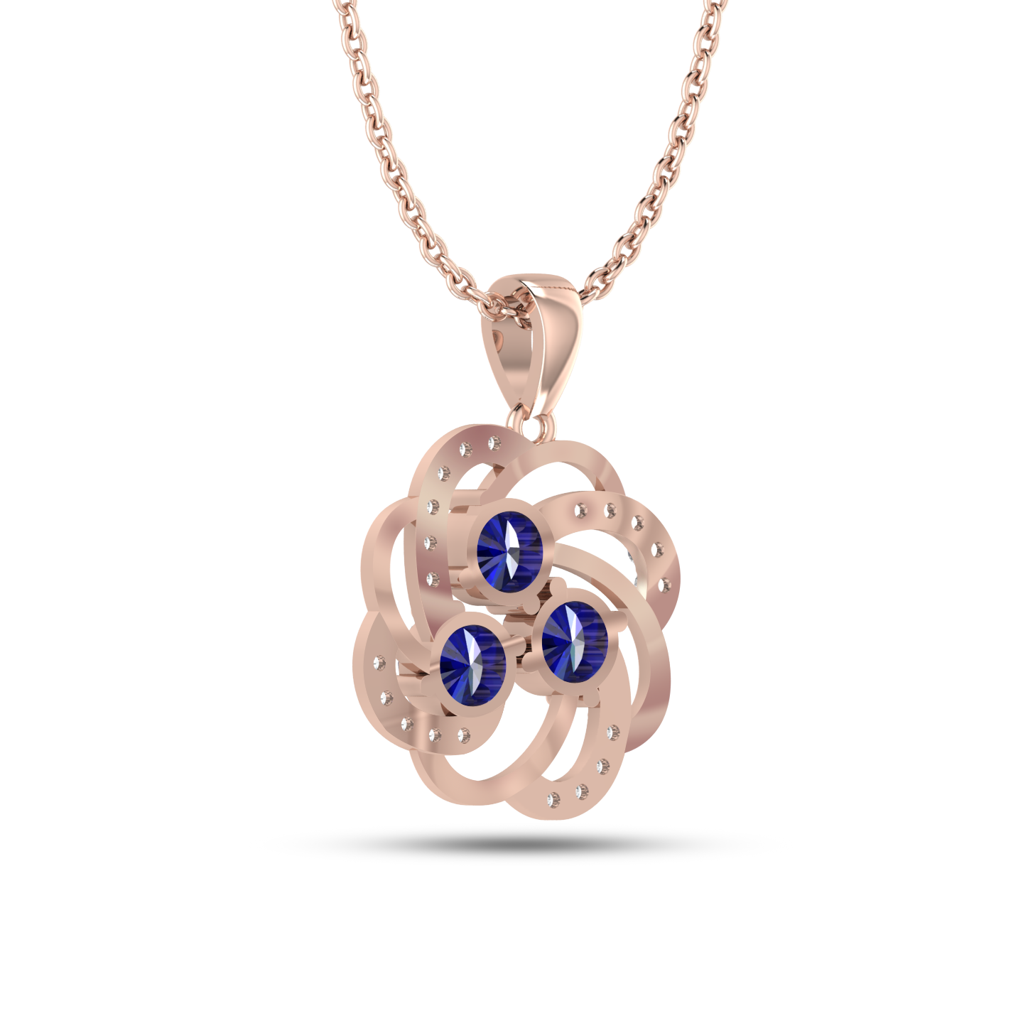 Rose Gold Plated Blue Sparkling Galaxy Necklace - View 5