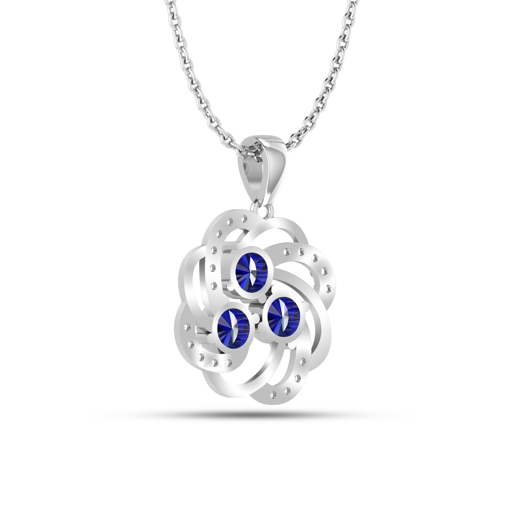 925 Silver Blue Sparkling Galaxy Necklace - View 5