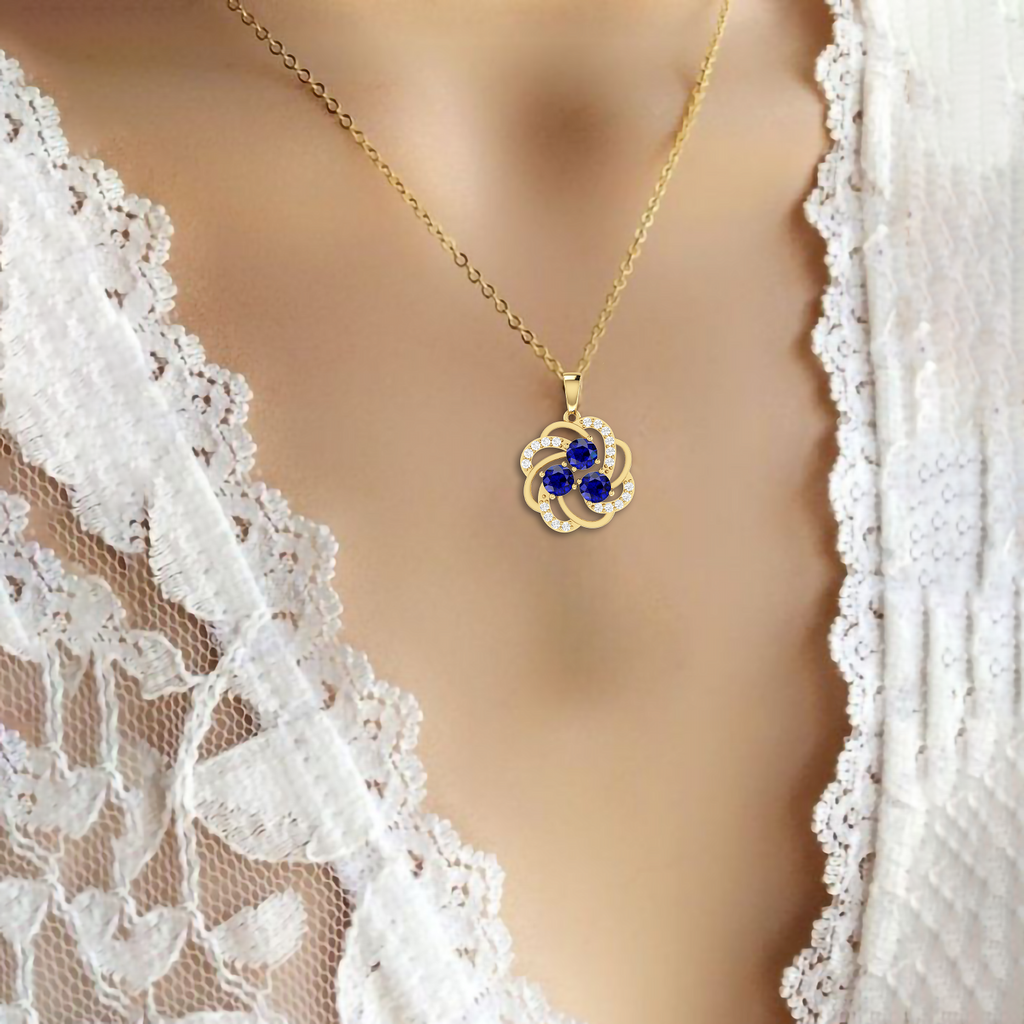 Blue Sparkling Galaxy Gold Plated Necklace - View 2