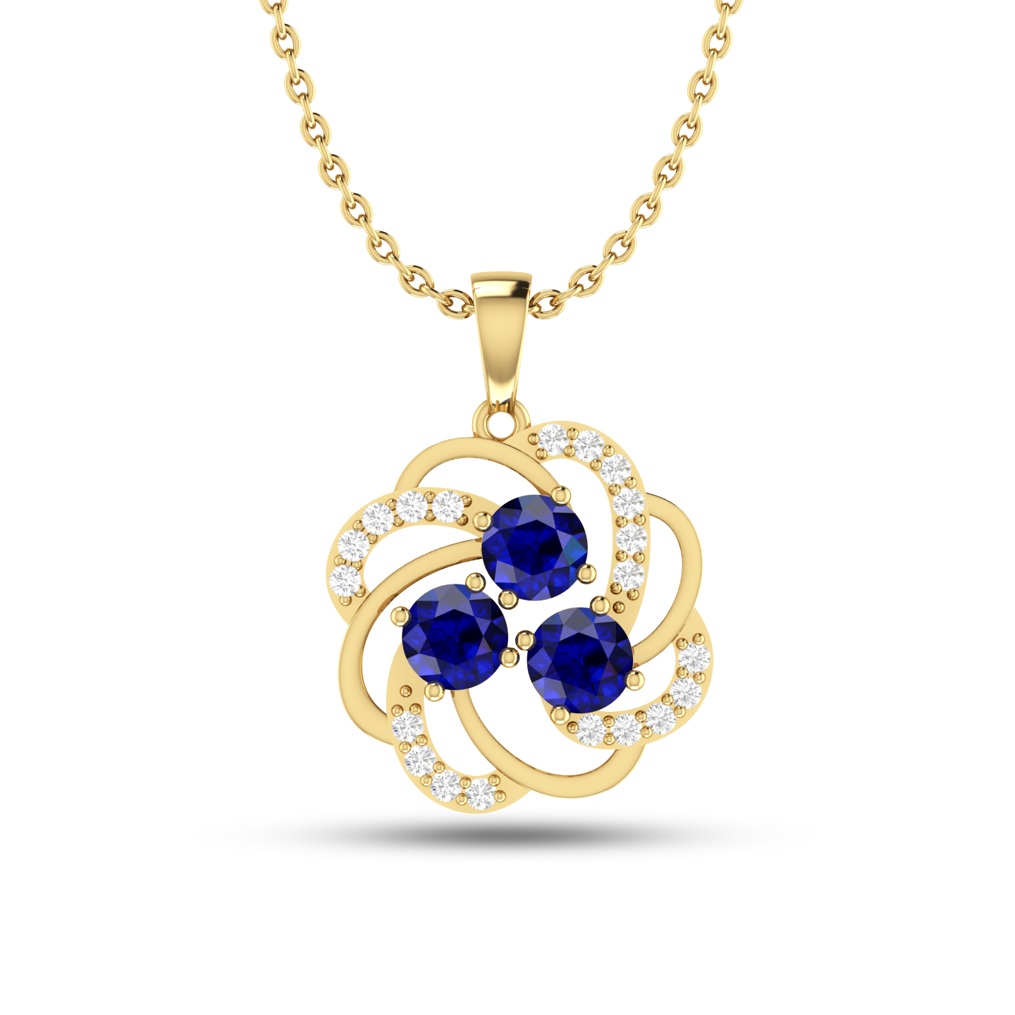 Blue Sparkling Galaxy Gold Plated Necklace - View 3