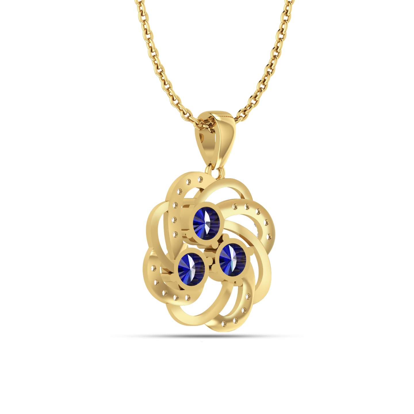 Blue Sparkling Galaxy Gold Plated Necklace - View 5