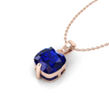 Cushion Blue Rose Gold Plated Solitaire Pendant - View 1